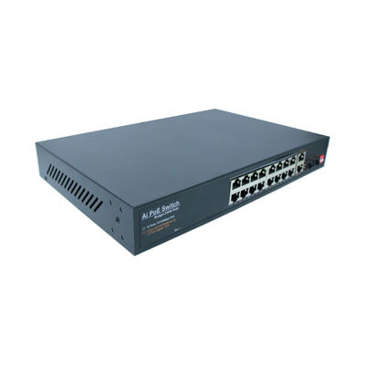 Intelligent Industrial Unmanaged POE Switch 16 Port 2 Gigabit Electrical / Optical Port